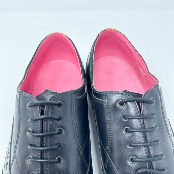 Ted Baker London Dress Shoes Mens 9 Black Oxford Wingtip Brogue Leather Lace Up - Picture 7 of 12